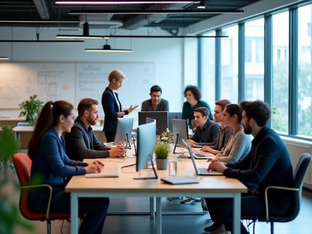 Team di Aliseo Creations che collabora in un moderno ambiente creativo.